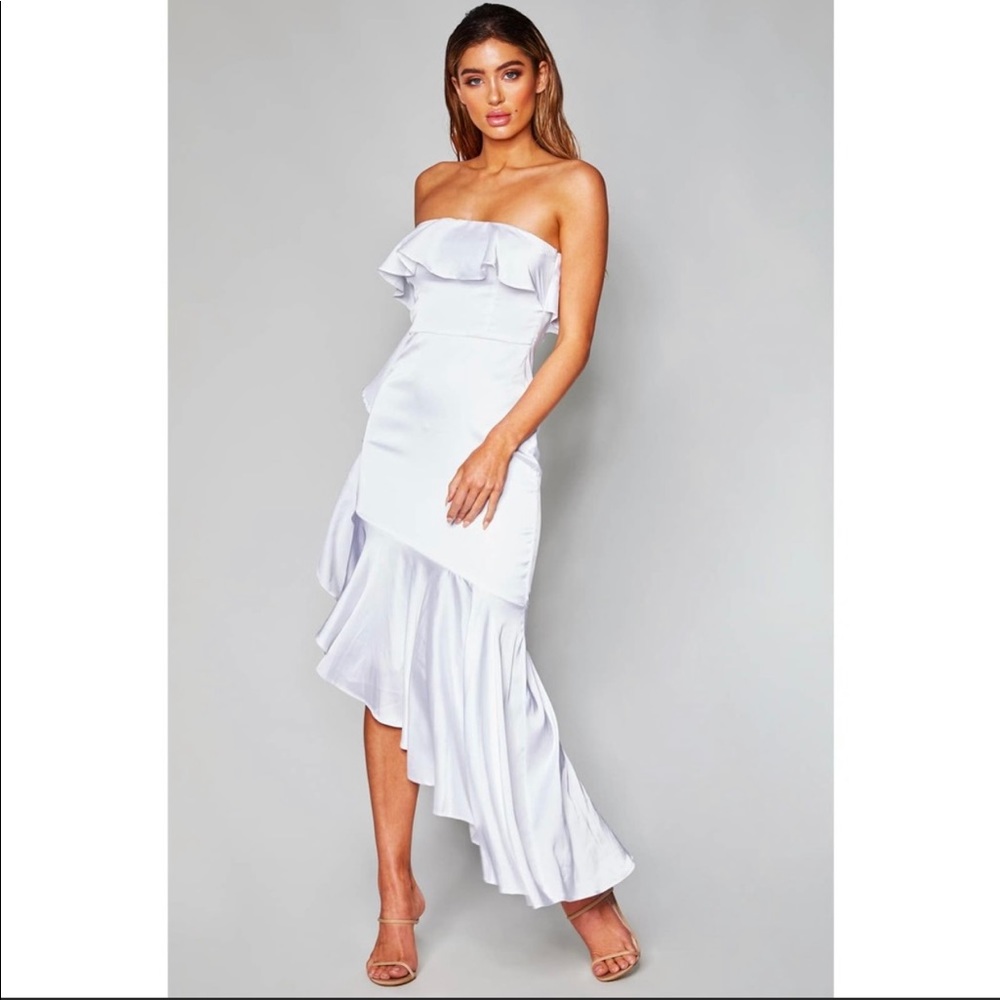 Jacinda Frill High Split Dress-Meshka